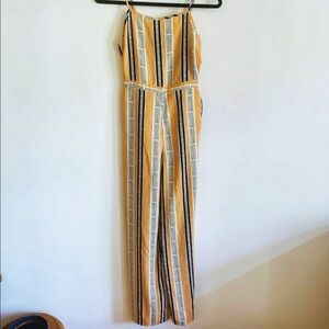 FOREVER 21 Orange Striped Jumpsuit Sz S